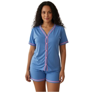 Pijama Feminino Amamentação Americano Cirúrgico com botões em Malha blogueirinha em Oferta na Shopee