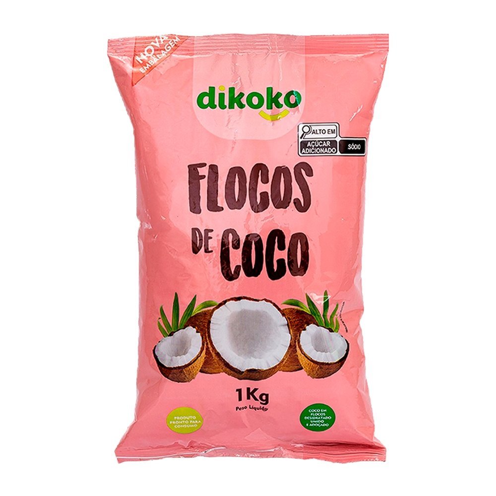 Coco em Flocos Dikoko Úmido e Adoçado 1Kg - Embalagem com 10 Unidades ...