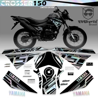 Adesivo holográfico Crosser 150 2020 / compativel moto yamaha Crosser antiga / preto fosco UV + holográfico arco iris