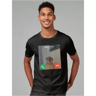 Camiseta Meme 100% Algodão Estampado Gustavo Cachorro Caramelo Camisa Unissex Gola Redonda Humor