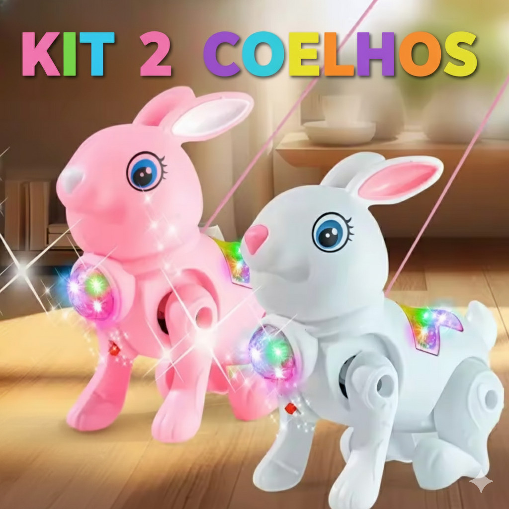 KIT 2 Brinquedo Coelho Musical Rabbit Coelhinho Pula Pula Infantil Com ...