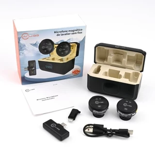 Microfone de Lapela Sem Fio Magnético Profissional com Case de Carregamento – Compatível iPhone e Android marisa em Oferta na Shopee