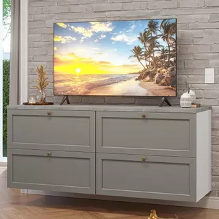 Rack para TV até 70 Polegadas 160cm 4 Gavetas Branco/Cinza Vik Madesa 04 em Oferta na Shopee