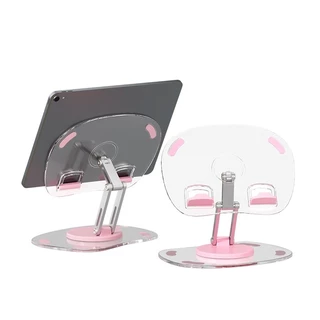 Suporte Para Celular e Tablet Transparente Ajustavél Rotatório 360° Escritorio Acrilico Dobravel