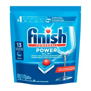 Detergente Finish para Lava Louças Power Tabletes 16g - Embalagem com 13 Unidades em Oferta na Shopee