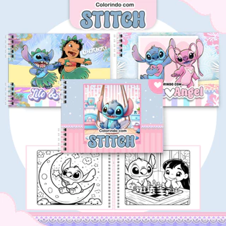 Livro de Colorir Stitch 50 Páginas Capa Dura Holográfica Caderno de Desenho Pintura Coloring Book em Oferta na Shopee