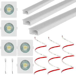 Kit 6 Metros de Perfil Alumínio Sala Embutir e 6 Metros Fita LED IP65 5 Spots de luz 3000K Avant em Oferta na Shopee