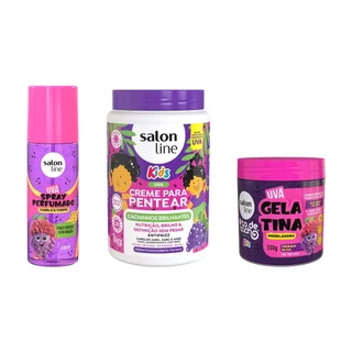 Kit Creme para Pentear + Gelatina #todecacho e Spray Perfumado Kids Uva em Oferta na Shopee