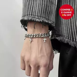 Pulseira Unissex De Aço Titânio Estilo Punk Minimalista Coreano Vários Designs