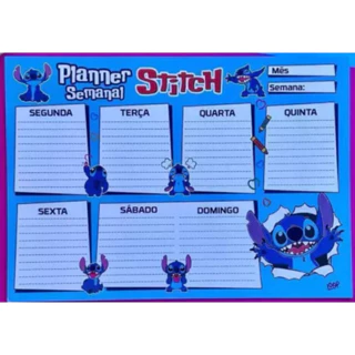 PLANNER DE MESA A4 25 FOLHAS - MENSAL - STITCH em Oferta na Shopee