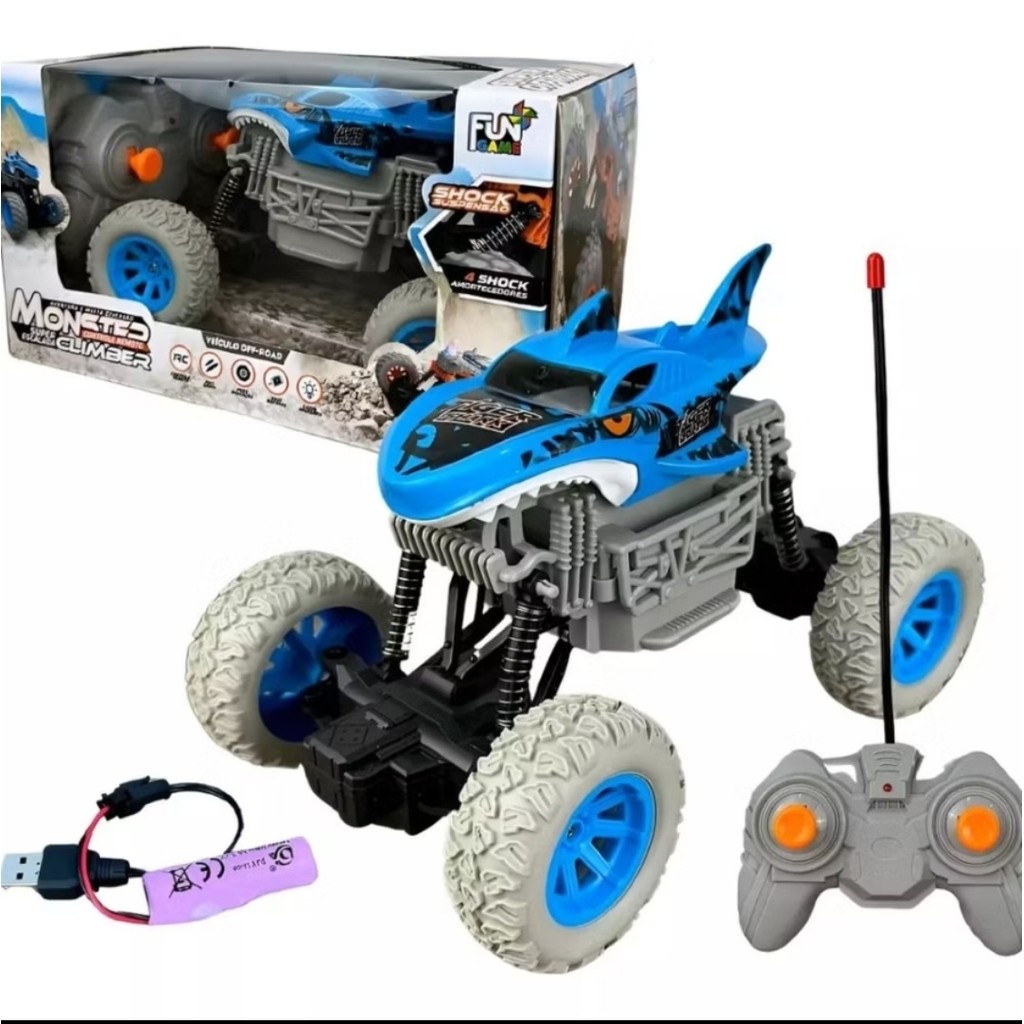 Carrinho de Controle Remoto Big Tubarão 4x4 Recarregável | Shopee Brasil