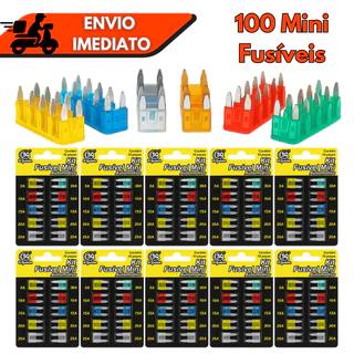 Kit 100 Fusíveis Automotivos Padrão 12V 24V Carro Moto Mini Fusível Sortido