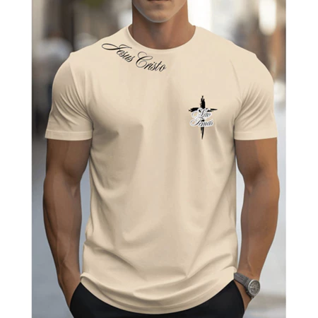 Camisa Masculina Lisa 100% Algodão Blusa Reforço Ombro Estilo Sport Casual Jesus Cristo Nao Temas