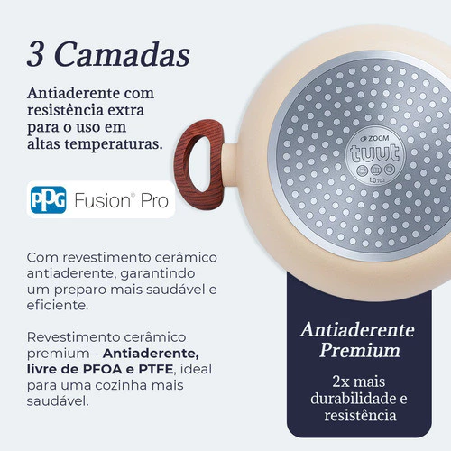 Jogo De Panelas Induçao Antiaderente Cerâmica 10 Peças Ppg Pfoa Free Vanila Premium