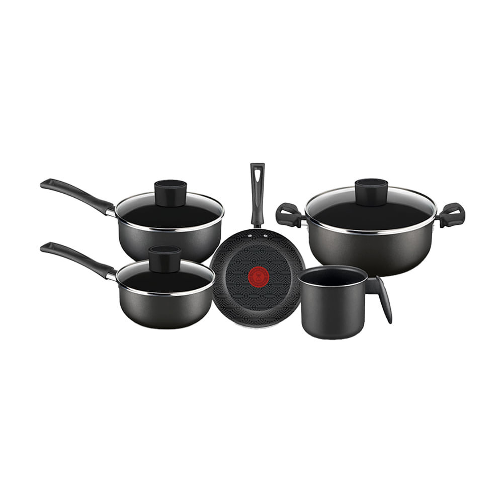 Conjunto de Panelas Antiaderente Rochedo Pratic Cinza 5 Peças