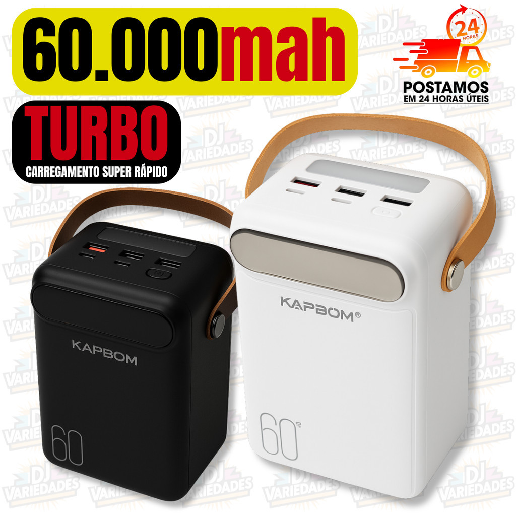 Carregador Portátil PowerBank 60000mAh Carregamento Super Rápido Para Mini Notebook e Celulares
