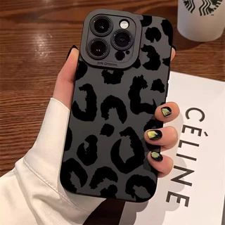 Capa Capinha Para iPhone 17 Air 16 15 14 Plus Pro Max Silicon Leopard Design Câmera Protetora