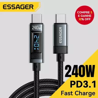 240W USB Type C Para Cabo 100W PD Carregamento Rápido Fio iPhone 15 Pro Max macbook