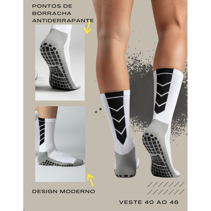 Meia Esportiva Socks Antiderrapante Futebol Cano Medio Pro