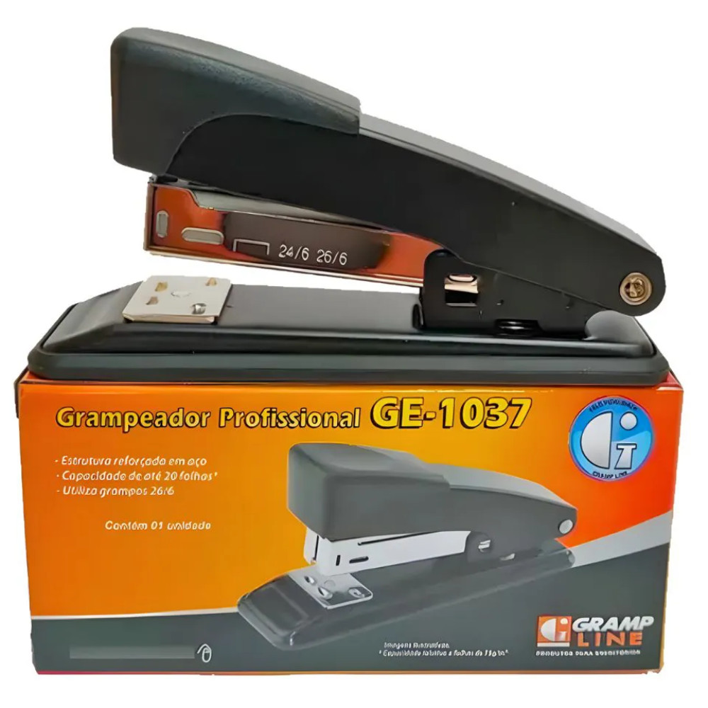 Grampeador Gramp Line Genial GE-1037 para 20 Folhas 510100711 | Shopee ...