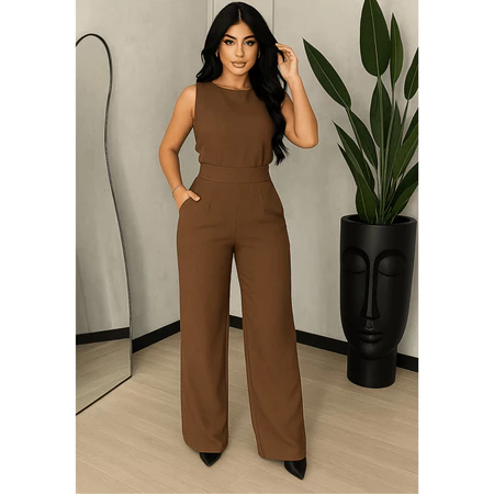 Conjunto Feminino Social Duna Mulher Elegante Blusa Regata e Calça Pantalona Moda Mulher Verão Promoção