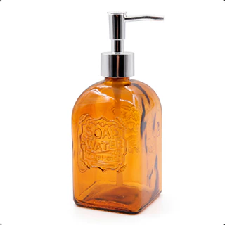 Dispenser Líquido Vidro Marrom Soap Water 490ml