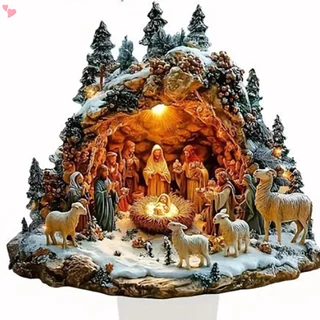 Decorações de Natal de Presépio - Família Sagrada Estilo de Efeito de Tingimento Bidimensional em Acrílico Plano - Decor