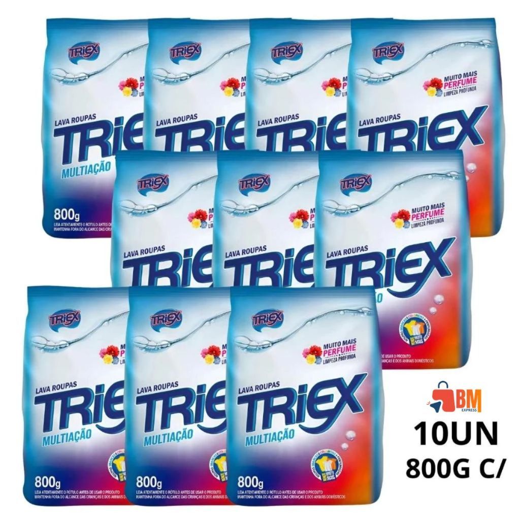 Sabão em Pó TRIEX Multiação 800g – Kit 10 Unidades | Promoção ...