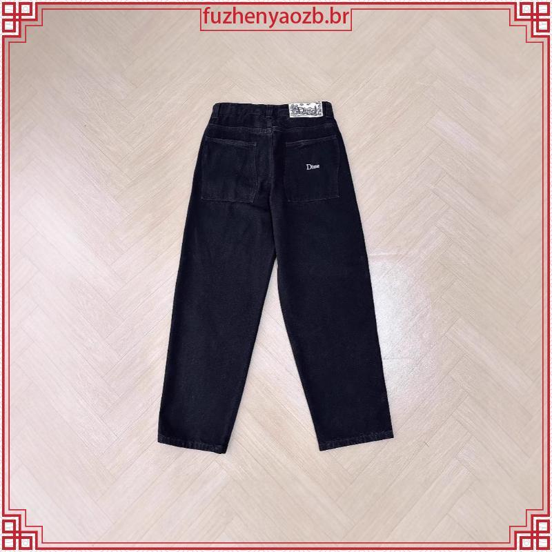Calças Jeans Retrô Estilo Americano e Europeu, Bordado de Letras em ...
