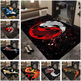 Tapete Antiderrapante Estereoscópico Koi Pond 3D-Absorvente Para Pés Interno E Externo Adequado Decoração De Casa , Durá