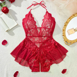 Lingerie Feminina Transparente Vermelha Plus Size 4XL, Roupa Íntima Erótica, Pijamas Sexy, Sem Crotch, Renda Porno Sexy em Oferta na Shopee