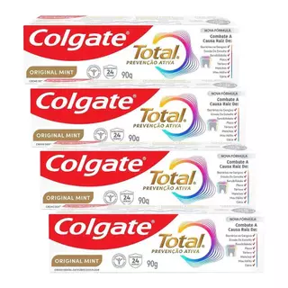 Kit 4 Cremes Dentais Colgate Total Mint Prevenção Ativa 90g em Oferta na Shopee