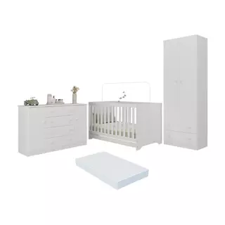 Quarto de Bebê Completo com Berço Americano 3 em 1 Colchão Incluso Encanto Multimóveis MP4609 em Oferta na Shopee