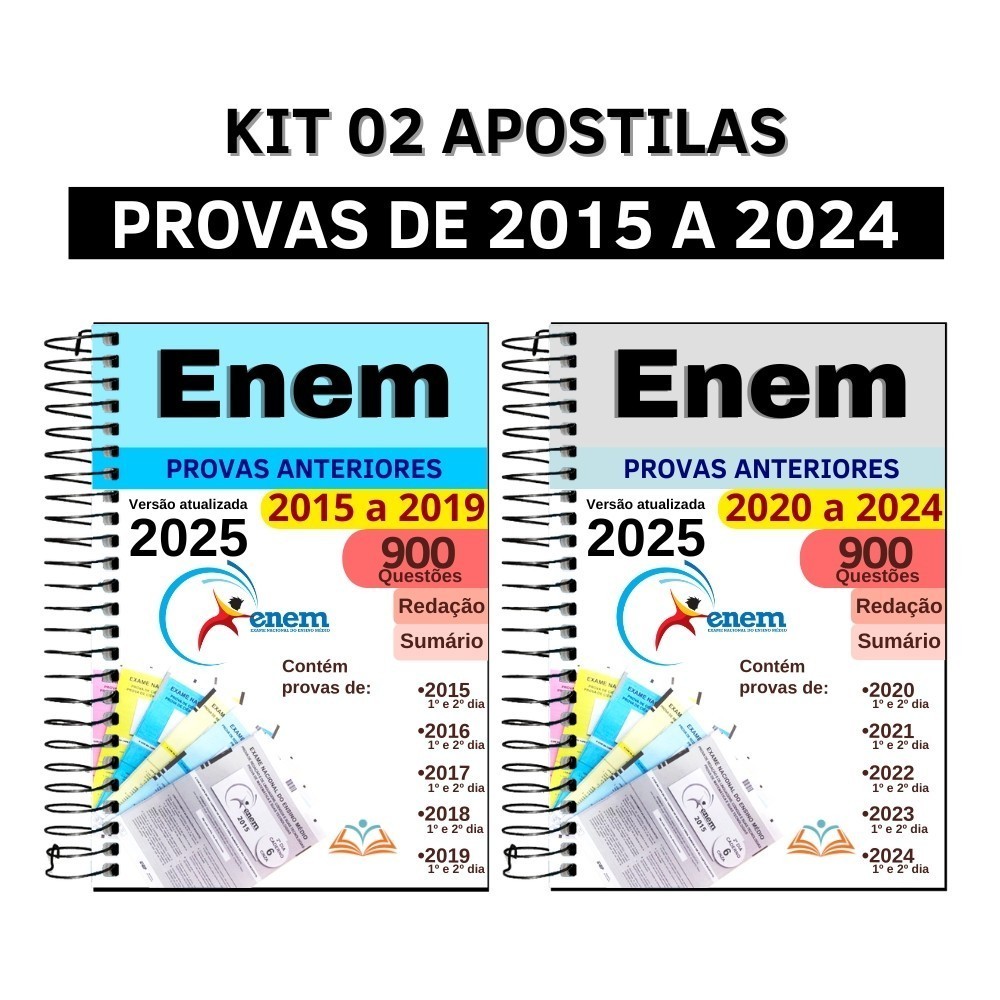 Kit Enem 2025 02 Apostilas com10 Anos De Provas Anteriores Questões ...