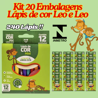 Kit 20 Embalagens Mini Lápis de Cor Leo&Leo 240 Lápis Linha Eco Escolar Para Colorir Papelaria em Oferta na Shopee