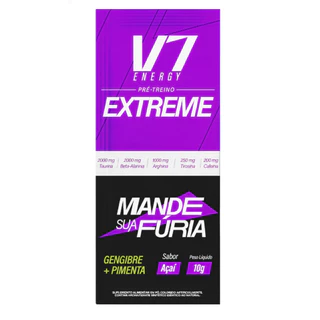 Pré Treino V7 Extreme Sabor Açai Sache 10g Unidade - V7 ENERGY em Oferta na Shopee