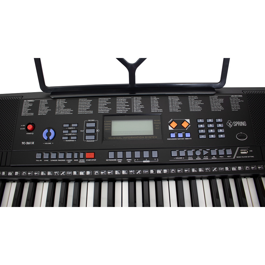 Teclado 5/8 Com Usb Fonte 61 Teclas Spring Tc-261x Cor Preto
