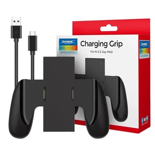 Grip Suporte Carregador Para Nintendo Switch 2 Joy-Con Preto + Cabo