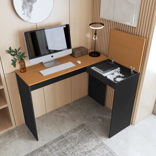 LIQUIDAÇÃO!!! Mesa de Escritório em L Home Office com Nicho Organizador Escrivaninha para Quarto