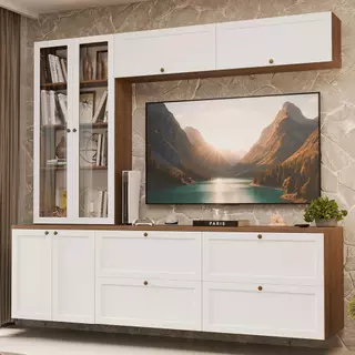 Estante Sala de Estar com Rack + Cristaleira 230cm Vik Madesa 01 R em Oferta na Shopee