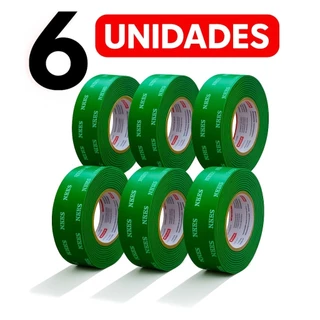 6 Rolo Fita Dupla Face Extra Forte Transparente 09mm x 1M Adesiva Acrílica Resistente Pvc Ripado Cabeceira