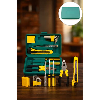 Kit de Ferramentas 12 Peças com Maleta Portátil Jogo Completo p/ Manutenção Residencial e Automotiva