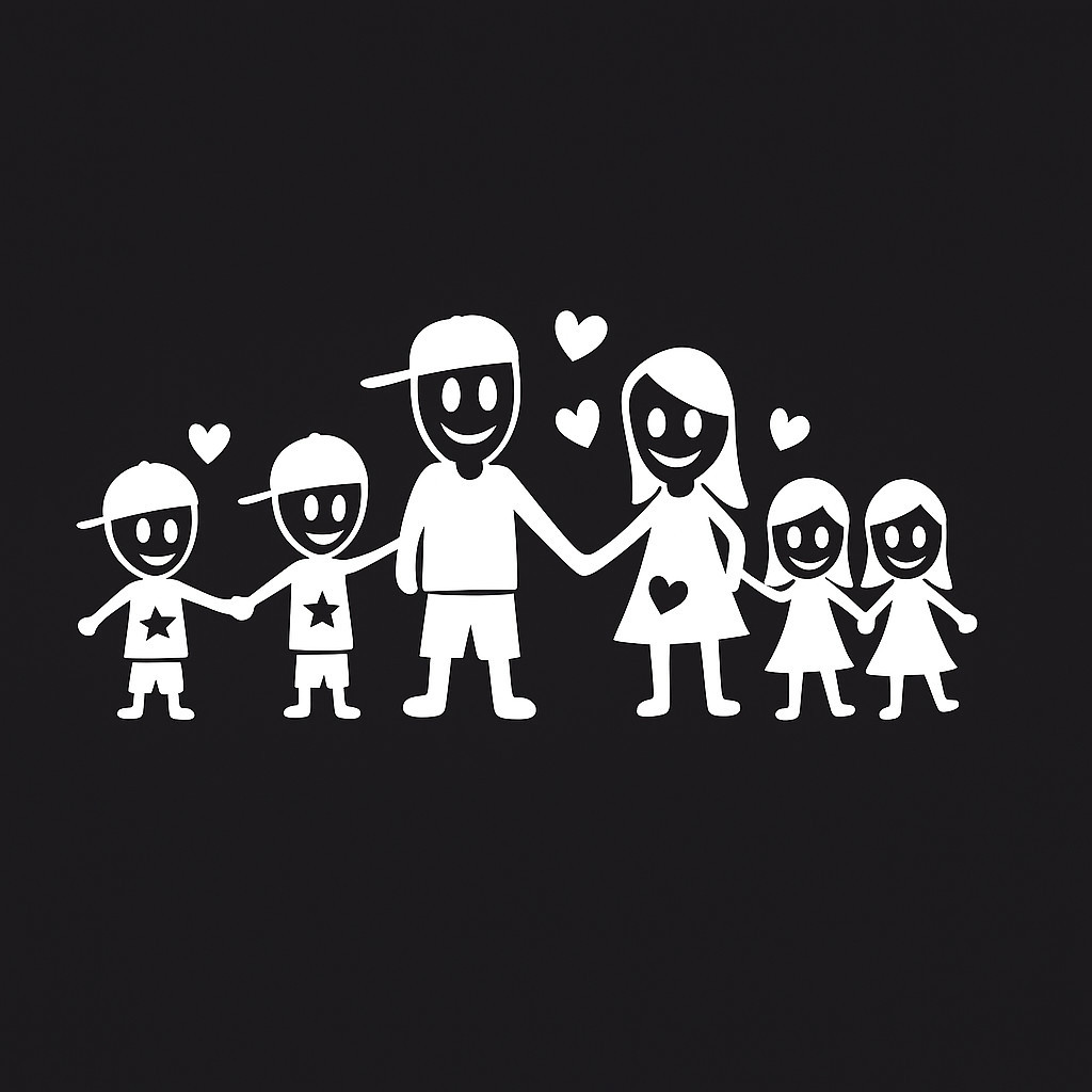 adesivo familia casal 2 meninos e duas meninas para carros motos e ...