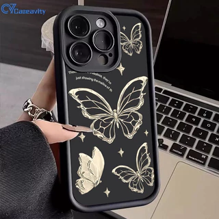 Capa Para Samsung A17 A07 A56 A36 A55 A54 A16 A15 A14 A05S A51 A52 A34 A35 A32 A13 Borboleta Dourada Telefone Móvel CvCa