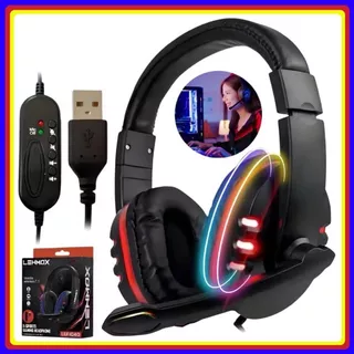 Fone de Ouvido Gamer Lehmox RGB com Microfone e Controle de Volume - Headset Para Games e Streaming