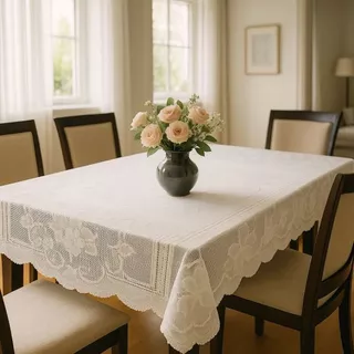 Kit Toalha De Mesa De Renda 1.50x1.50 Sofisticado Moderna Varias Cores Artesanal