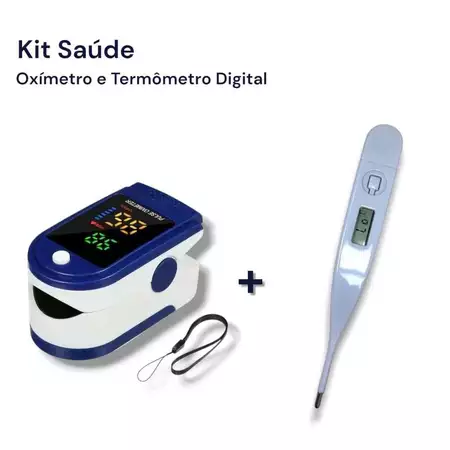 Kit Oxímetro de Dedo Medidor de Saturação + Termômetro Digital Temperatura