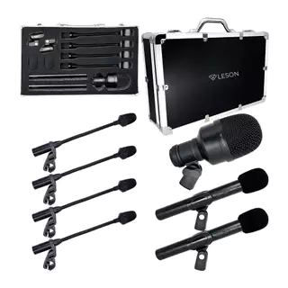 Kit Microfone Bateria Ldm700 Maleta de Metal 7 Peças Cor Preto Leson - 2AM002309