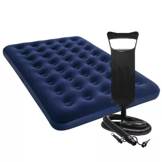 Kit Colchao Inflavel Casal ou Solteiro de Ar Suporta 300kg + Bomba de Ar em Oferta na Shopee