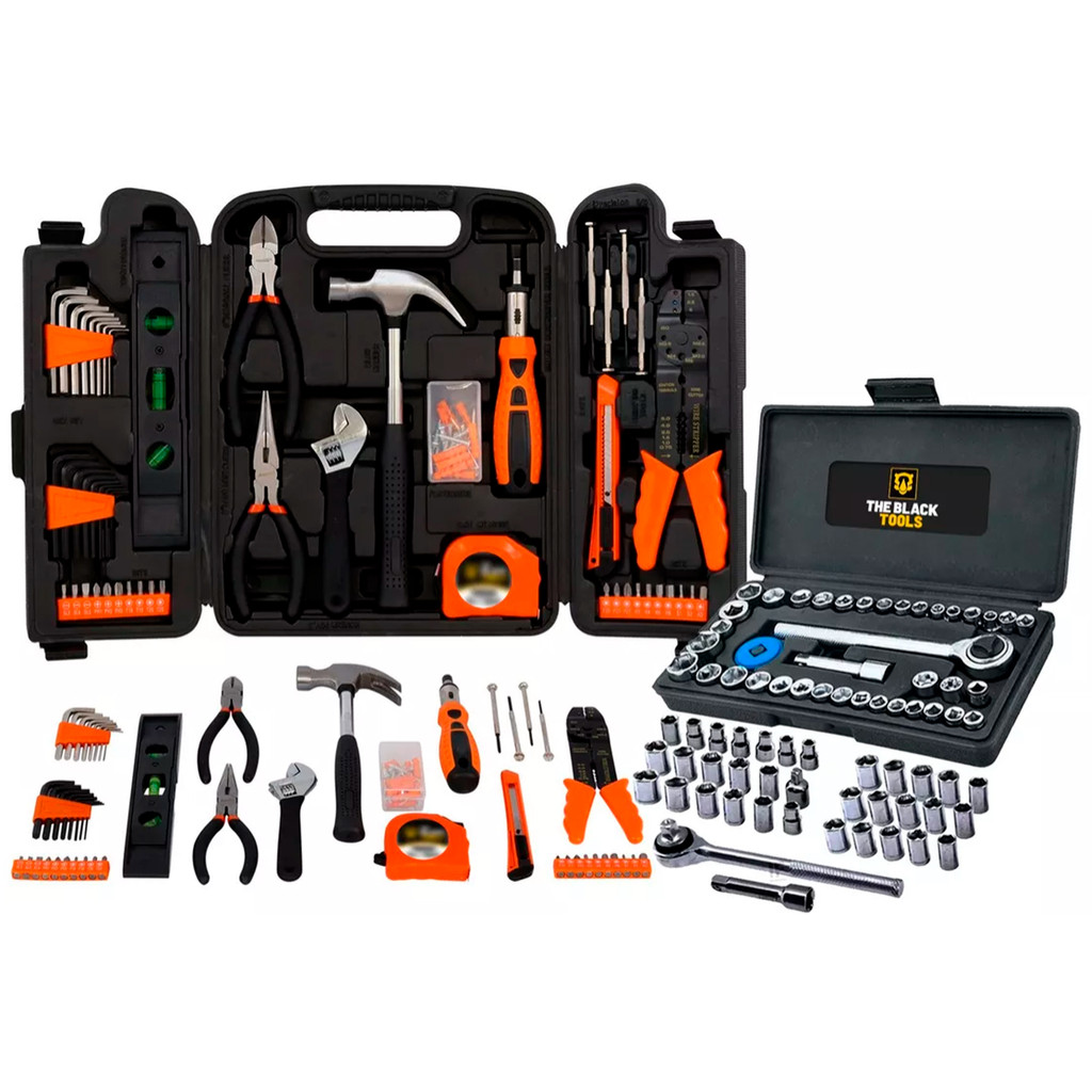 Jogo Kit Caixa Ferramentas 129 Pçs + 40 Soquetes The Black Tools
